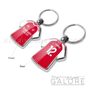 arsenal 25/26 team home shirt keyring front and rear view