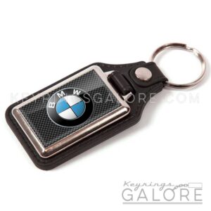 leather look keyring featuring the BMW logo