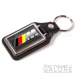 bmw m sport leather look keyring with yellow german style