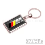 bmw m sport silver plated metal keyring with yelow german style design