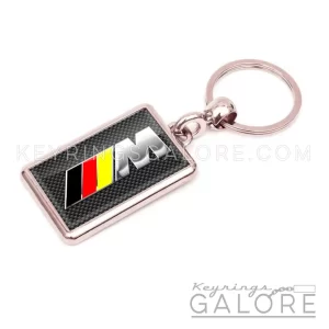 bmw m sport silver plated metal keyring with yelow german style design