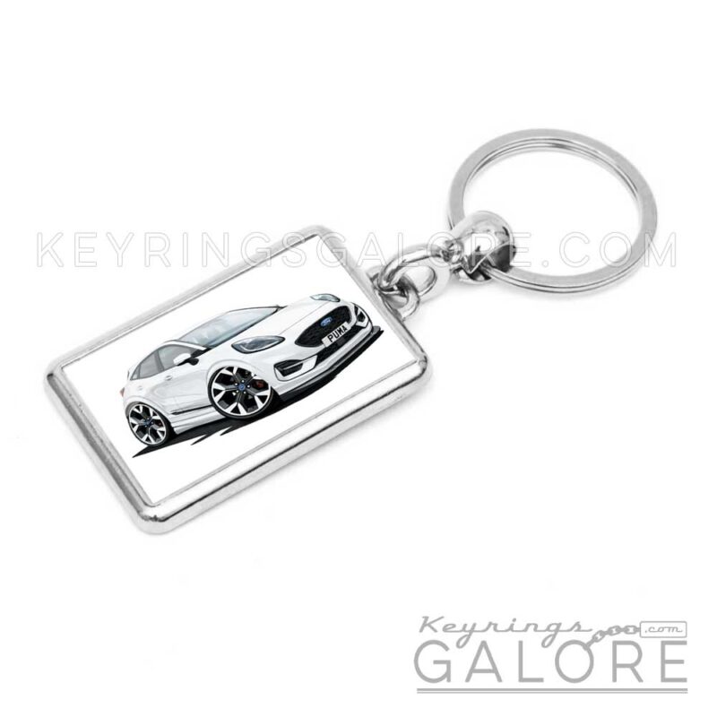 ford puma 2025 in frozen white encased inside a metal keyring