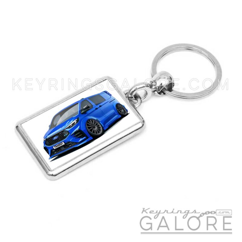 2025 ford transit msrt in blue encased in a metal keyring