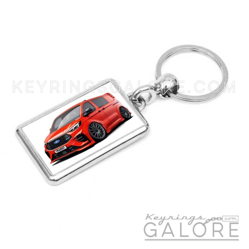 2025 ford transit msrt in red encased in a metal keyring