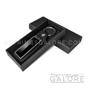 key ring gift box holding slim leather look key chain