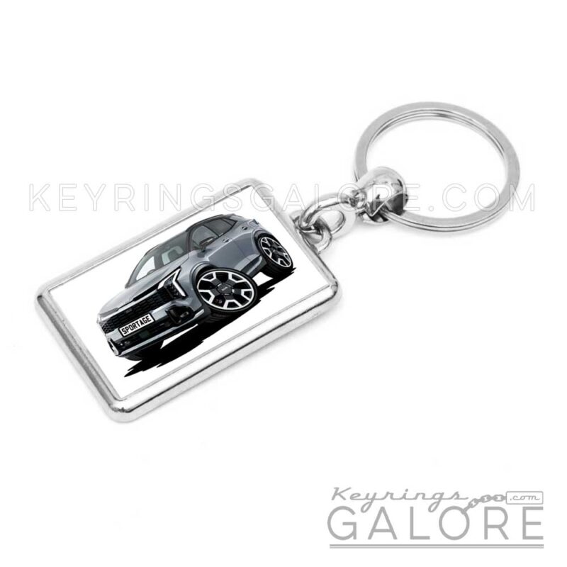 2025 kia sportage in grey encased in a metal keyring
