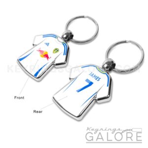 leeds united 25/26 home kit shirt keyring front and rear view