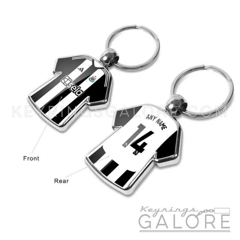 newcastle united 24/25 home shirt keyring front and rear view