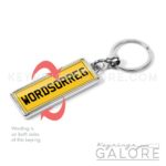 personalized registration license plate double sided chrome plated keyring key chain with yellow background design