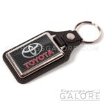 leather look key ring key chain featuring the toyota logo