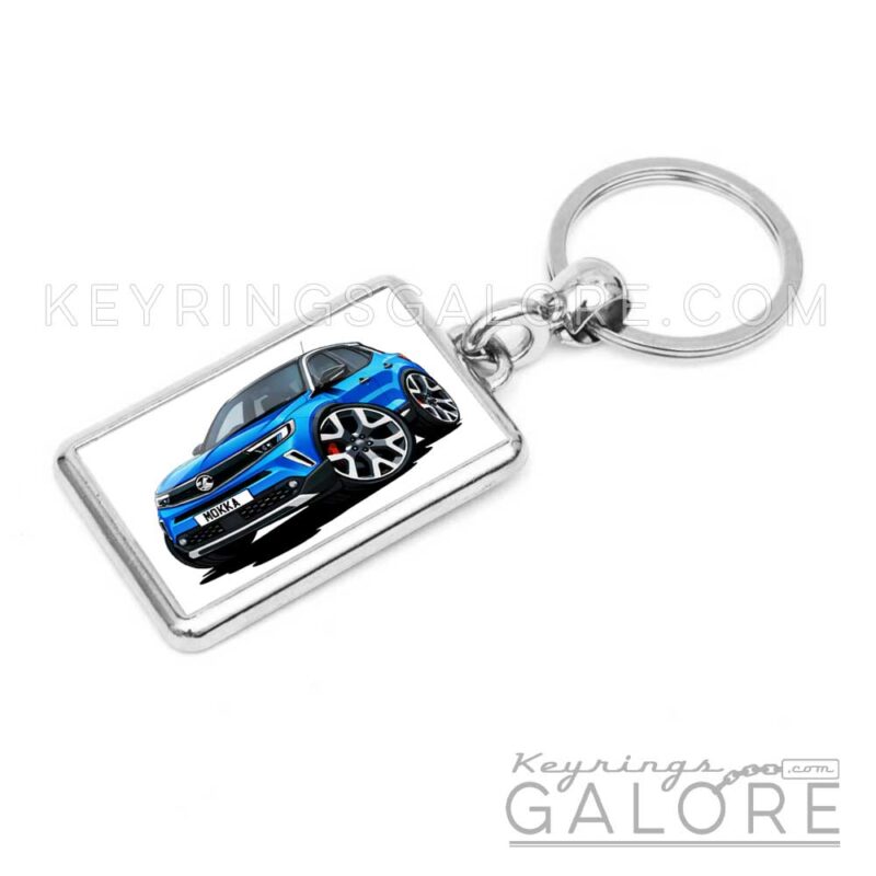 2023 vauxhall mokka in blue encased inside a metal keyring
