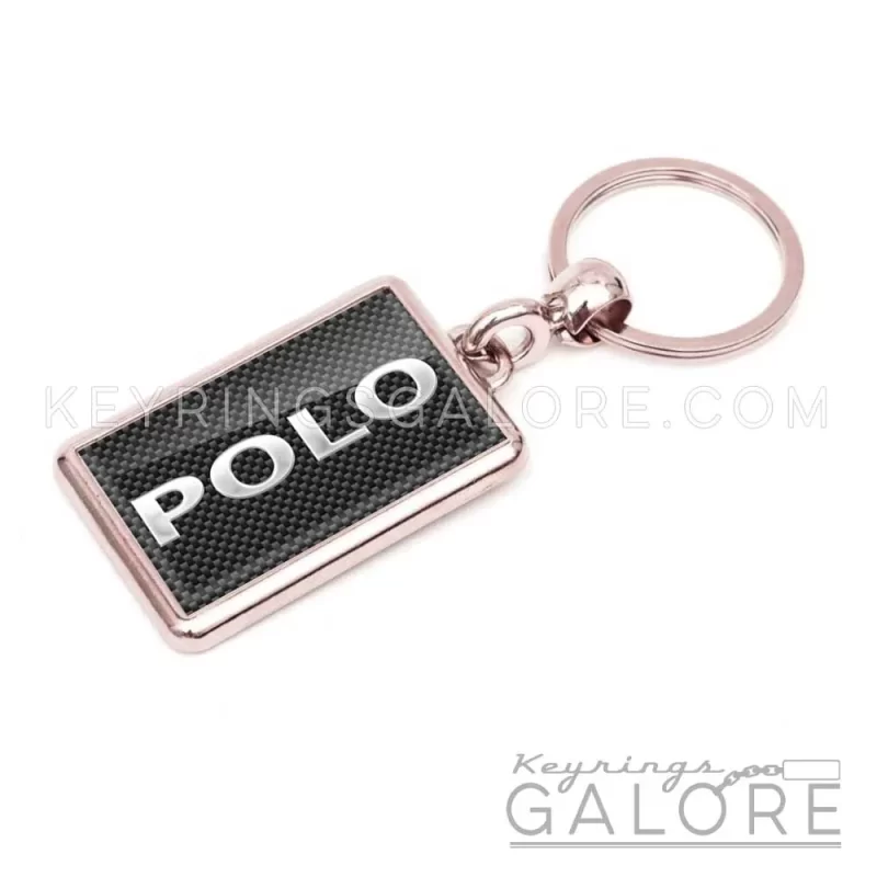 vw polo chrome plated metal keyring featuring polo logo