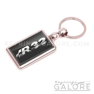 vw golf r32 chrome plated keyring featuring r32 logo