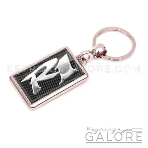 yamaha r1 chrome plated keyring featuring the r1 logo